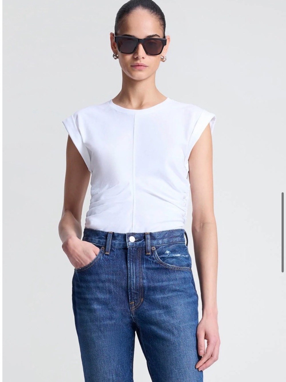 A.L.C. White Cap Sleeve Crewneck Top